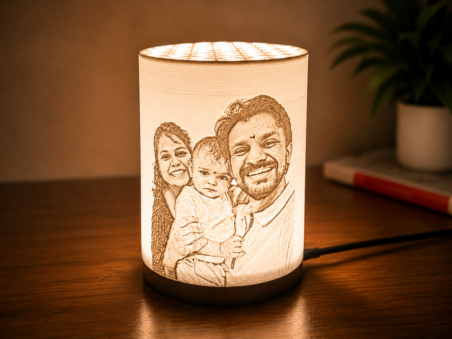 Custom 3D Printed Lithophane Lamp - Family Portrait